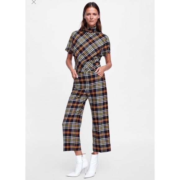 Zara Pants - Zara Cropped Plaid Pants - Size XL